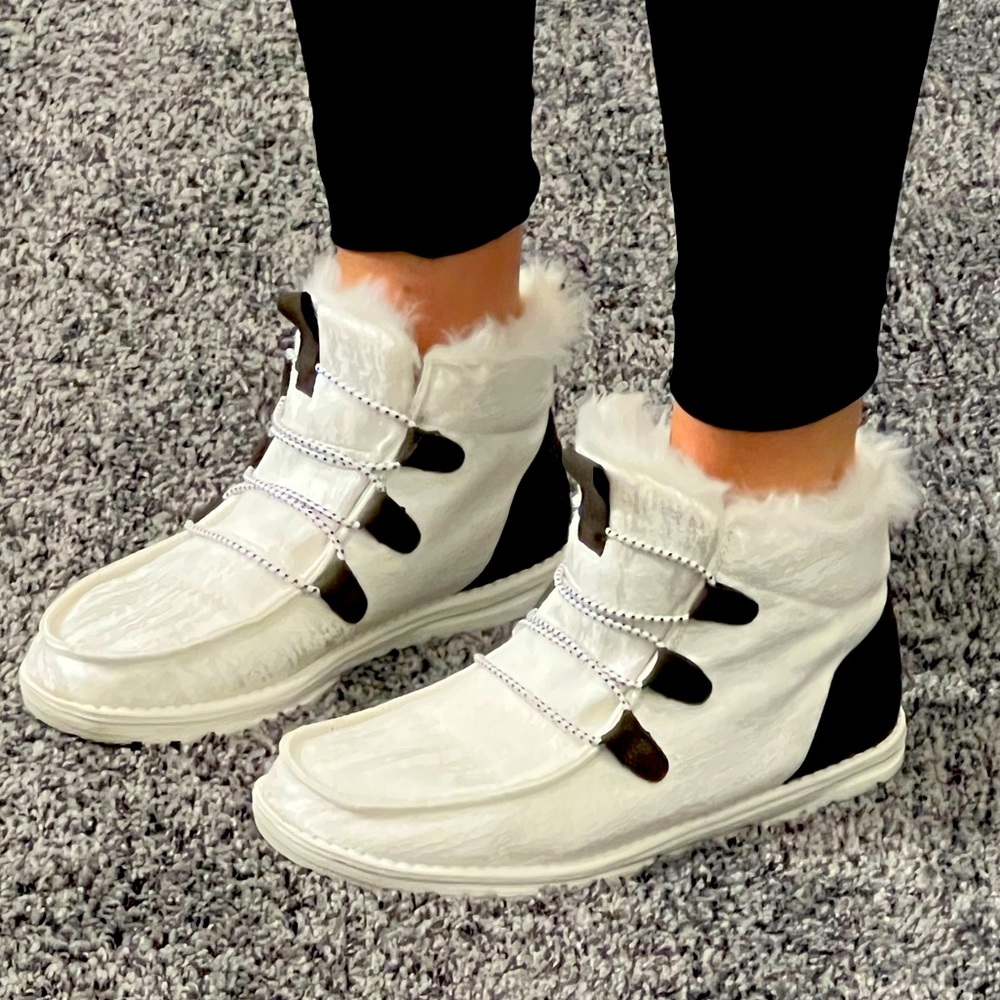 Hey Dude! Women’s White Fur Booties